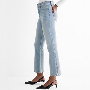 EXPRESS Light Wash Slit Hem CROP Flare Jeans 8